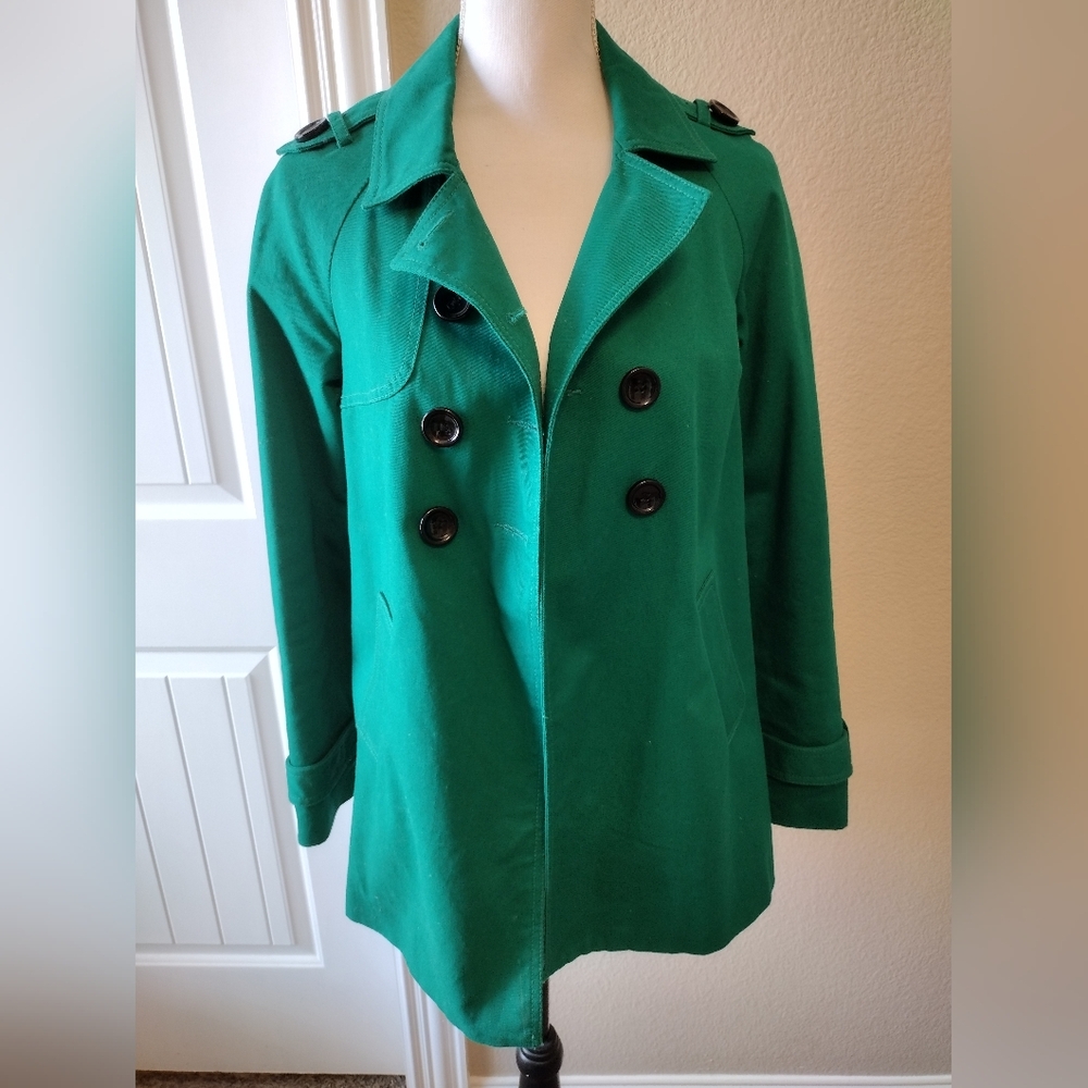 Daisy Fuentes Emerald Green Button Up Women's Coat Size XS